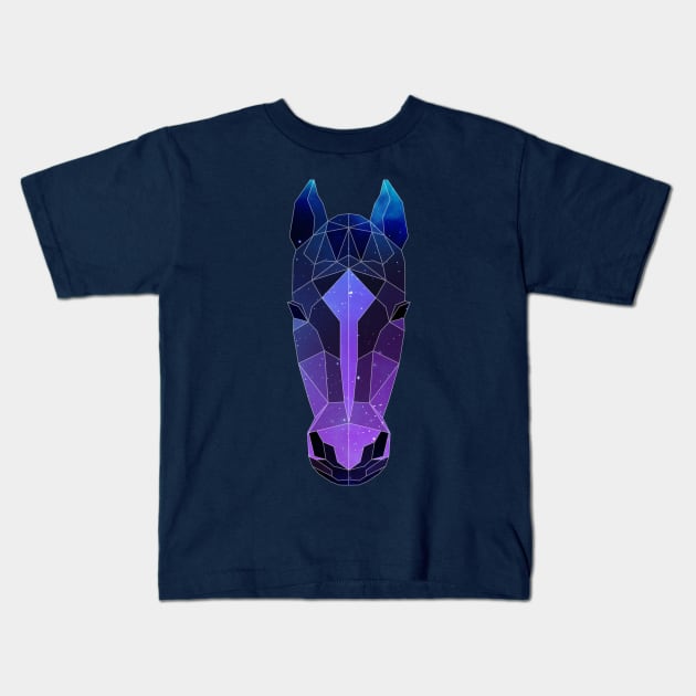 Galaxy Horse Geometric Animal Kids T-Shirt by Jay Diloy